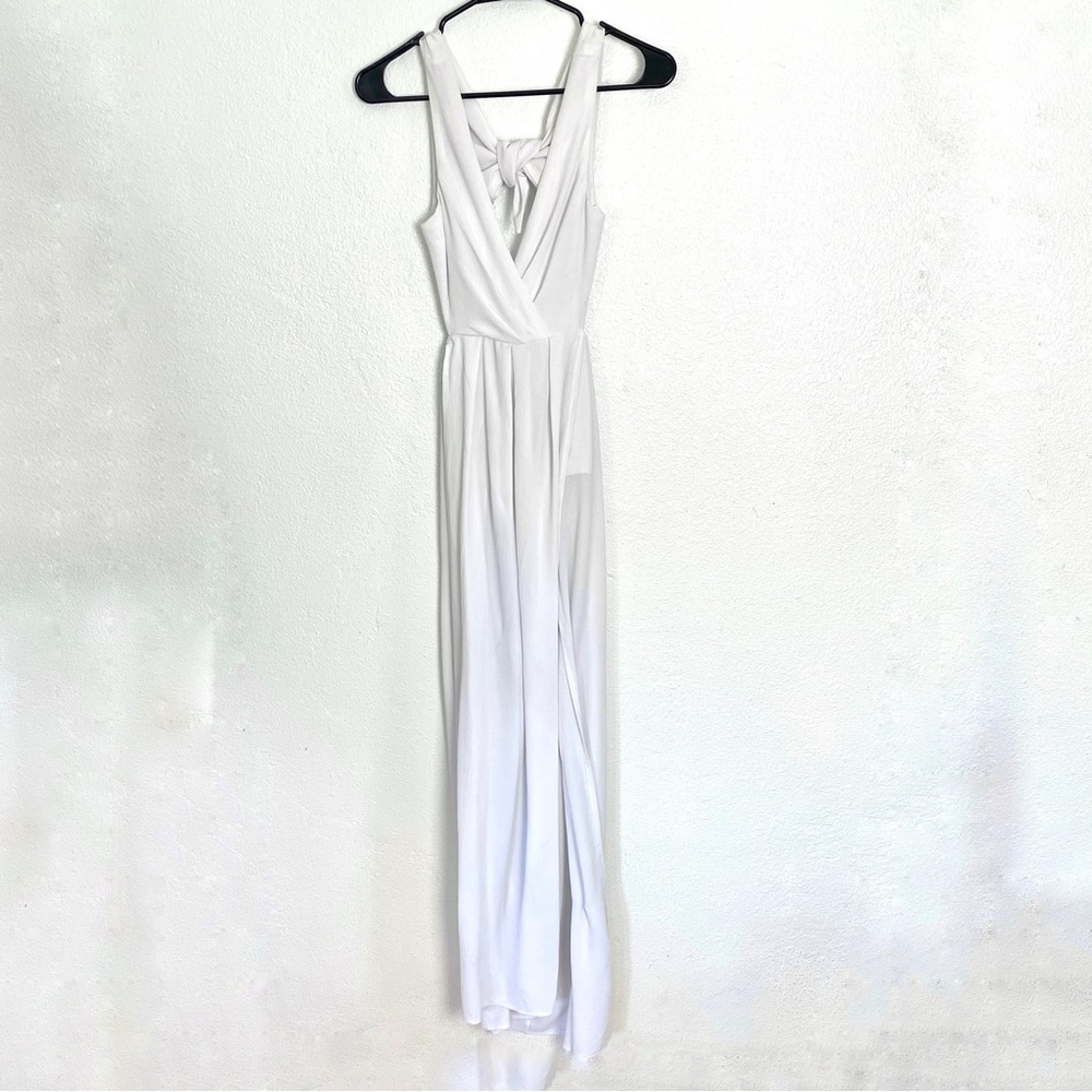 ASOS DESIGN tie back cross front split maxi beach dress in white size medium - Picture 5 of 11